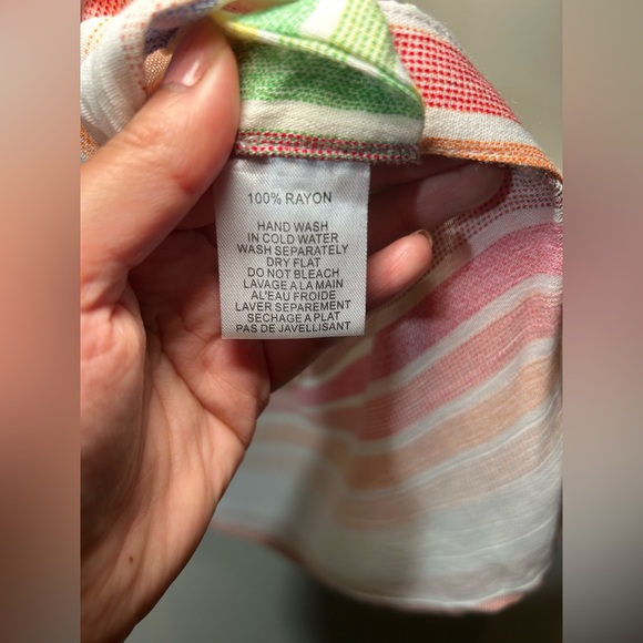 🧁Vintage Jac Dale. Sleeveless Rainbow Stripes Print with lace up side detailing. - Picture 3 of 12